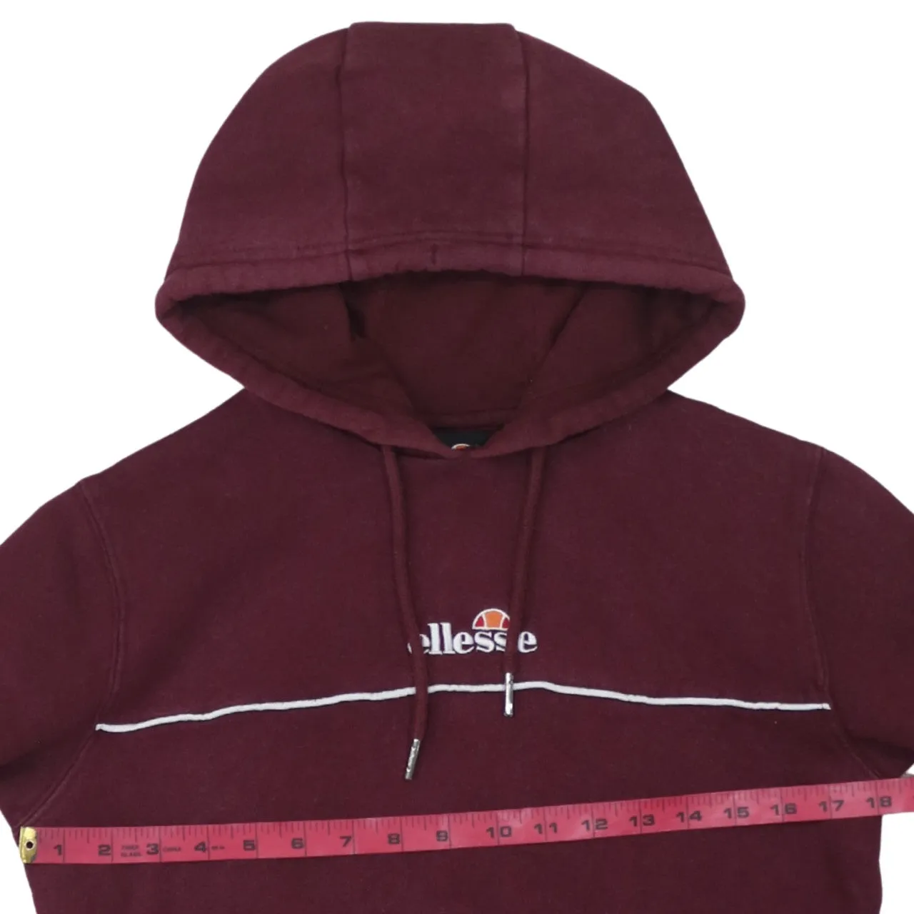 Ellesse 90's Drawstring Pockets Pullover Hoodie XSmall Burgundy Red sold by Vintage Club product image thumbnail 5