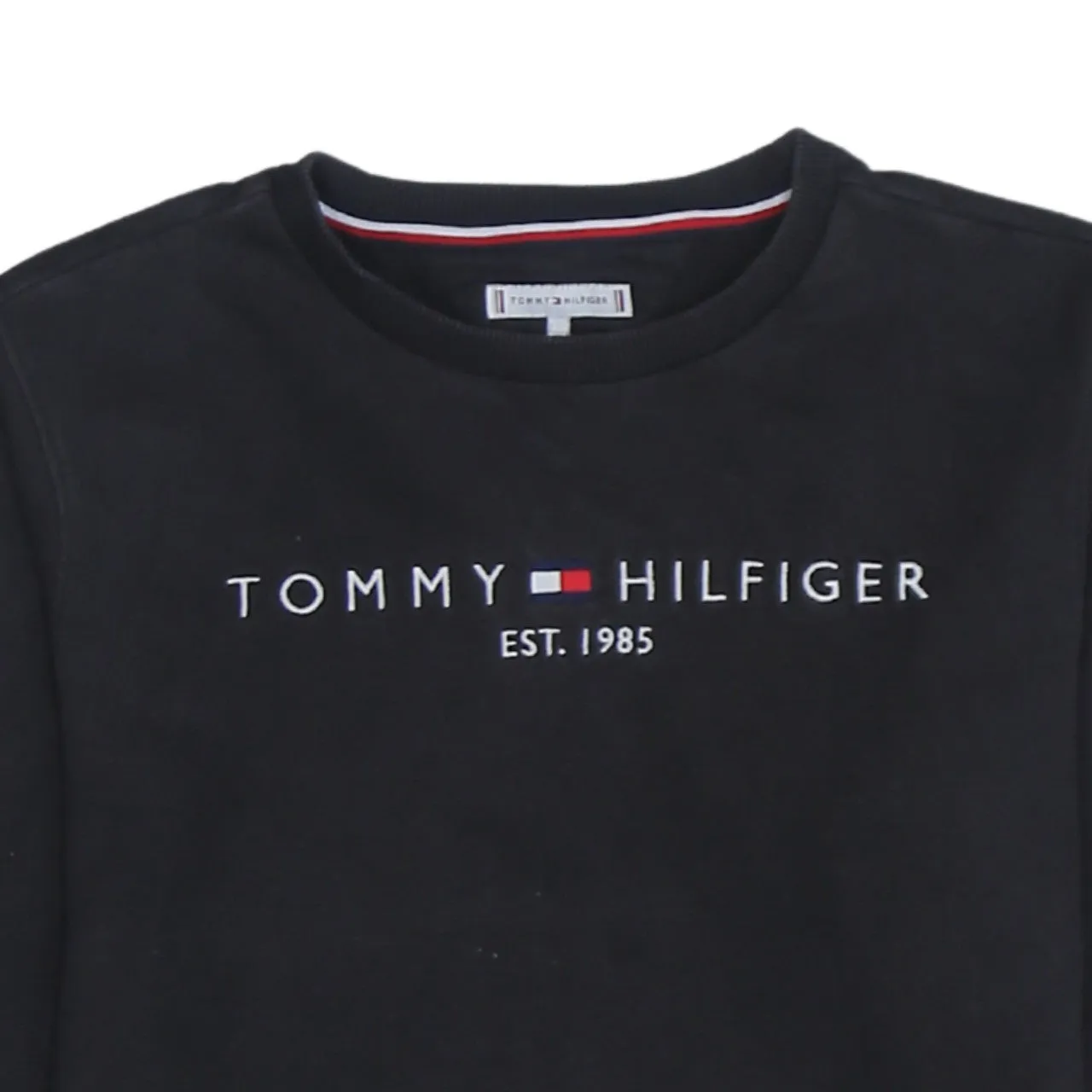 Tommy Hilfiger Black Sweatshirt Women’s Small Embroidered Chest Logo Crewneck Pullover Top sold by Vintage Club product image thumbnail 3