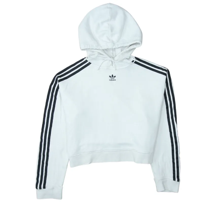 Adidas 90's Striped Sleeve Pullover Hoodie Small White sold by Vintage Club