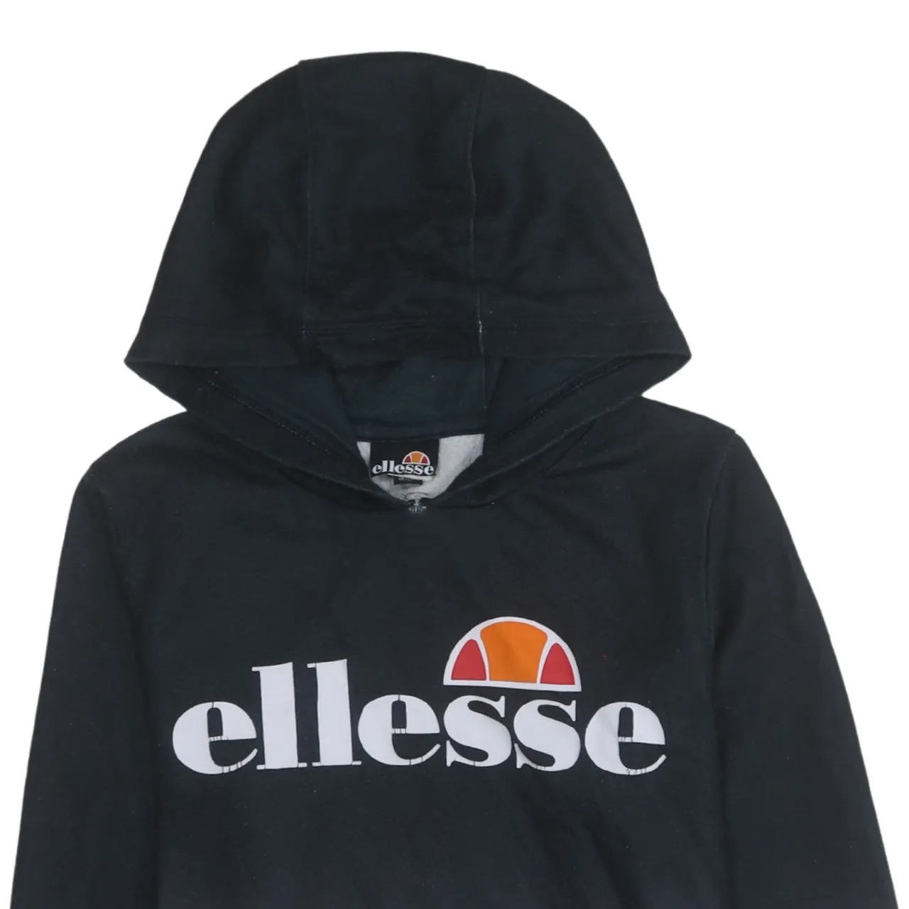 Ellesse Black Grey Ombre Hoodie Women's XSmall Printed Logo Front Pocket Fleece Sweatshirt sold by Vintage Club product image thumbnail 3