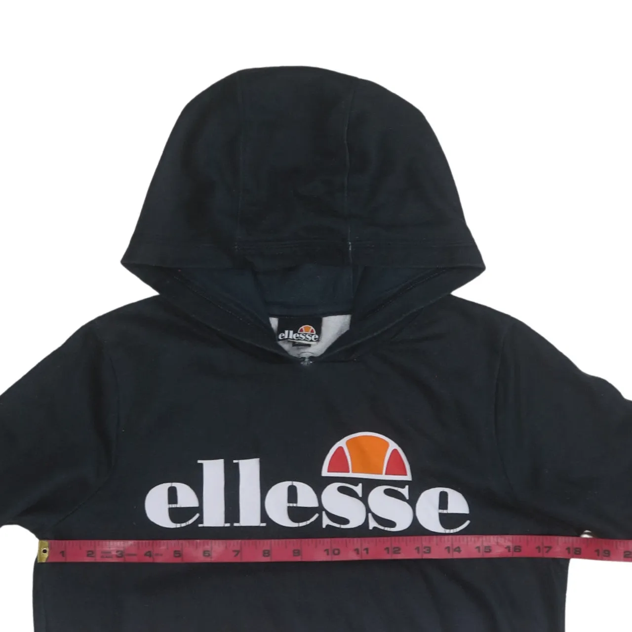 Ellesse Black Grey Ombre Hoodie Women's XSmall Printed Logo Front Pocket Fleece Sweatshirt sold by Vintage Club product image thumbnail 5