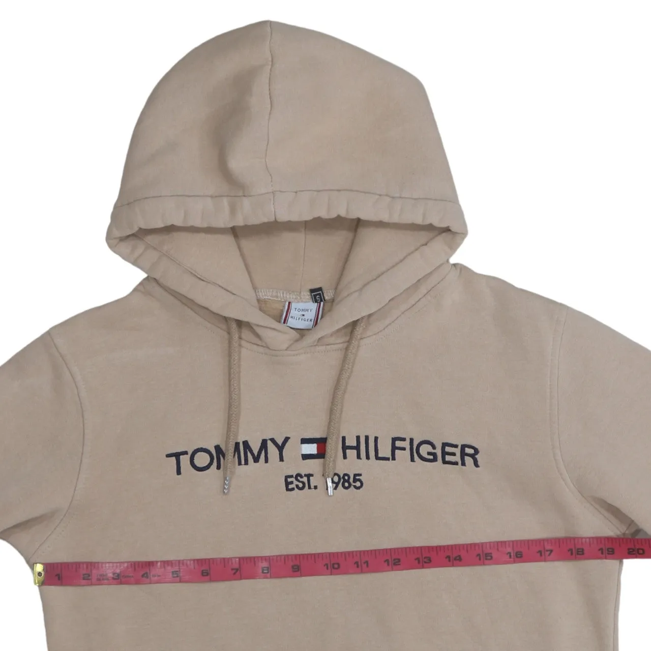 Tommy Hilfiger 90's Spellout Pullover Hoodie Small Beige Cream sold by Vintage Club product image thumbnail 5