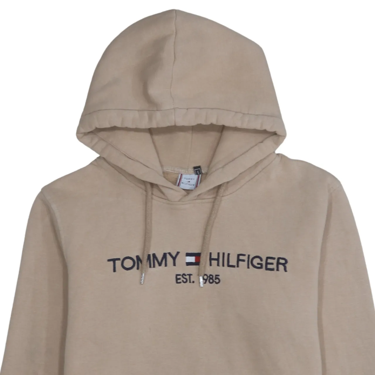 Tommy Hilfiger 90's Spellout Pullover Hoodie Small Beige Cream sold by Vintage Club product image thumbnail 3