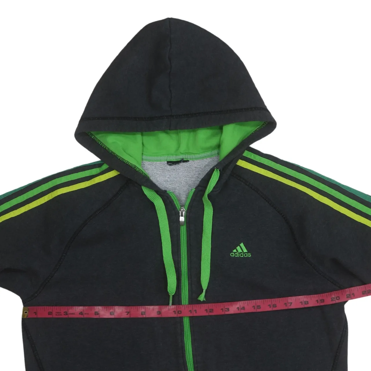 Adidas 90's Striped Sleeve Full Zip Up Hoodie Small Black sold by Vintage Club product image thumbnail 5
