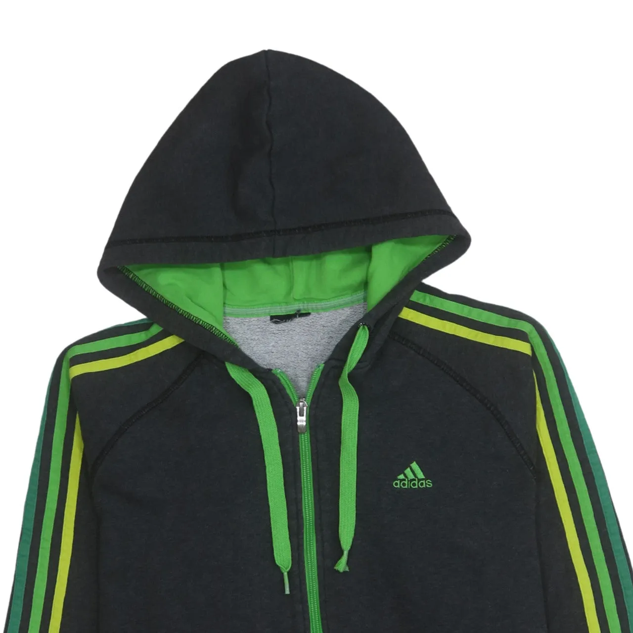 Adidas 90's Striped Sleeve Full Zip Up Hoodie Small Black sold by Vintage Club product image thumbnail 3