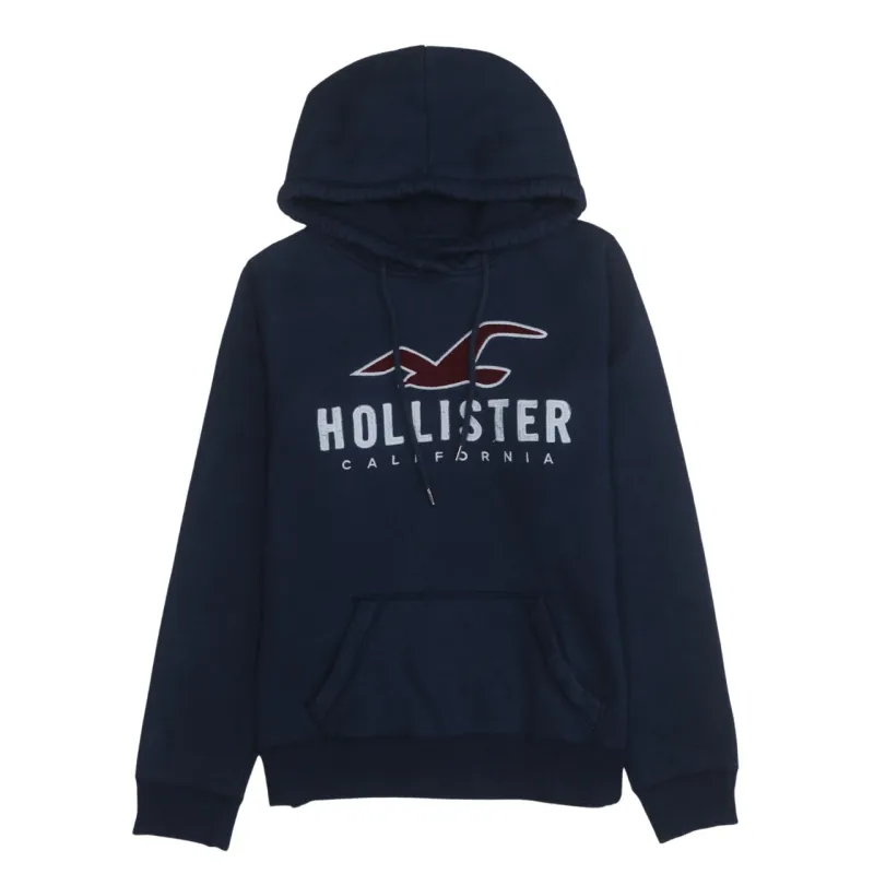 Hollister 90's Spellout Pullover Hoodie Medium Navy Blue made by Hollister