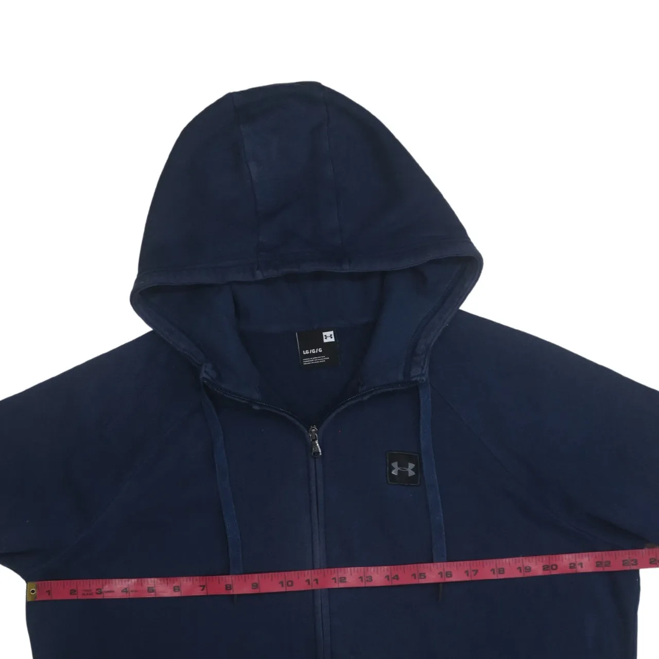 Under Armour 90's Drawstring Pockets Full Zip Up Hoodie Large Navy Blue sold by Vintage Club product image thumbnail 5