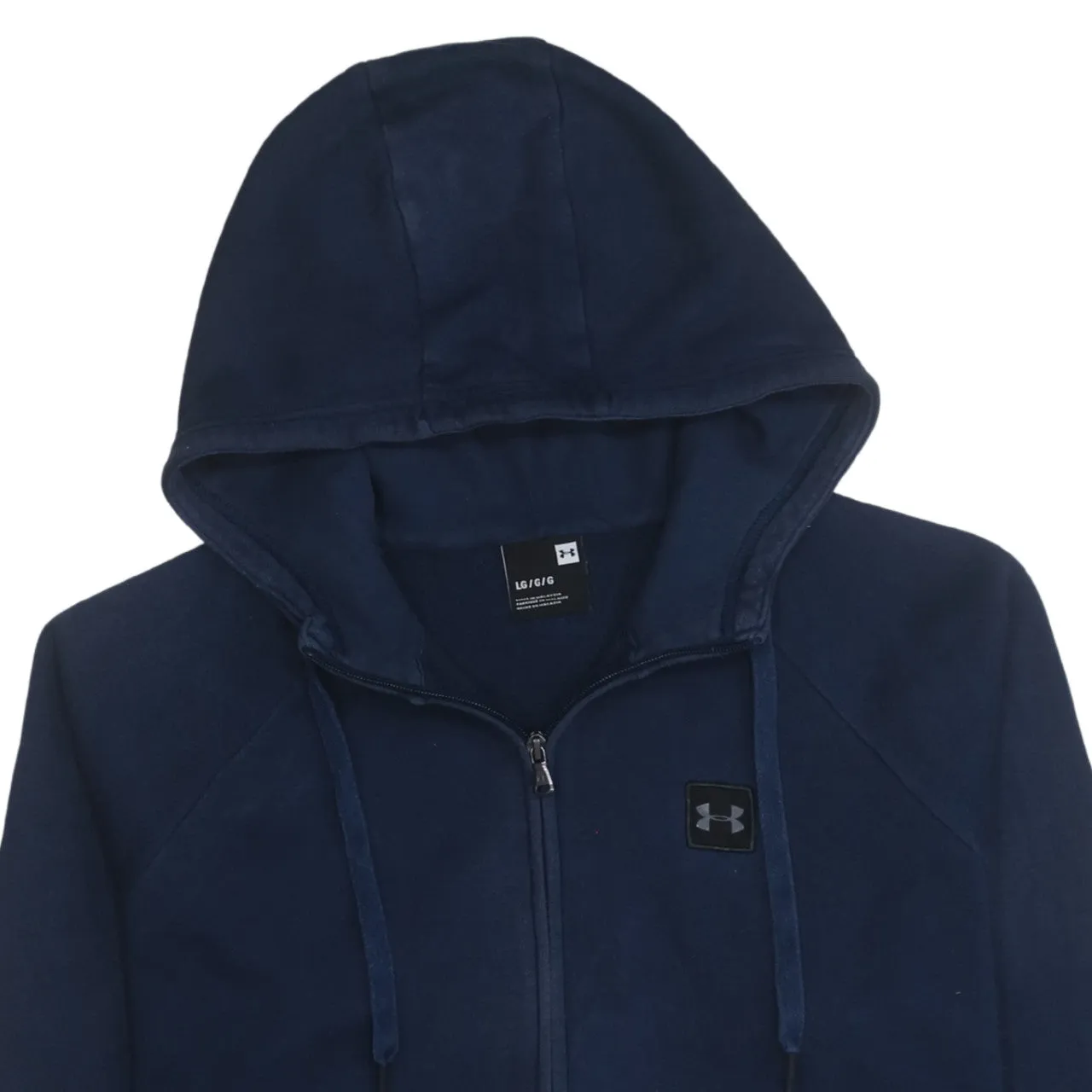 Under Armour 90's Drawstring Pockets Full Zip Up Hoodie Large Navy Blue sold by Vintage Club product image thumbnail 3