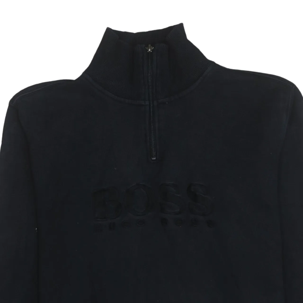 Hugo Boss Black Quarter Zip Sweatshirt Women’s Large Embossed Logo Funnel Neck Jumper sold by Vintage Club product image thumbnail 3