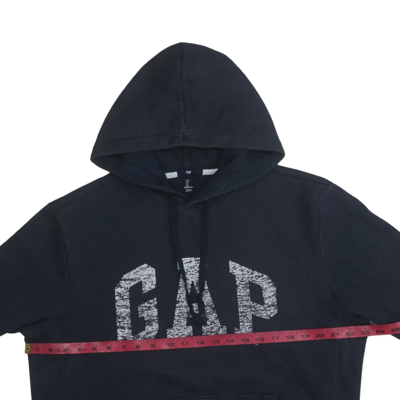 Gap Black Hoodie Men's Large Printed Logo Front Pocket Fleece Pullover Sweatshirt sold by Vintage Club product image thumbnail 5