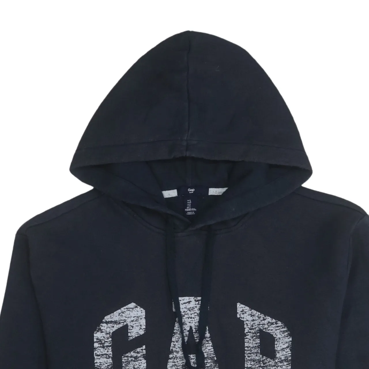 Gap Black Hoodie Men's Large Printed Logo Front Pocket Fleece Pullover Sweatshirt sold by Vintage Club product image thumbnail 3
