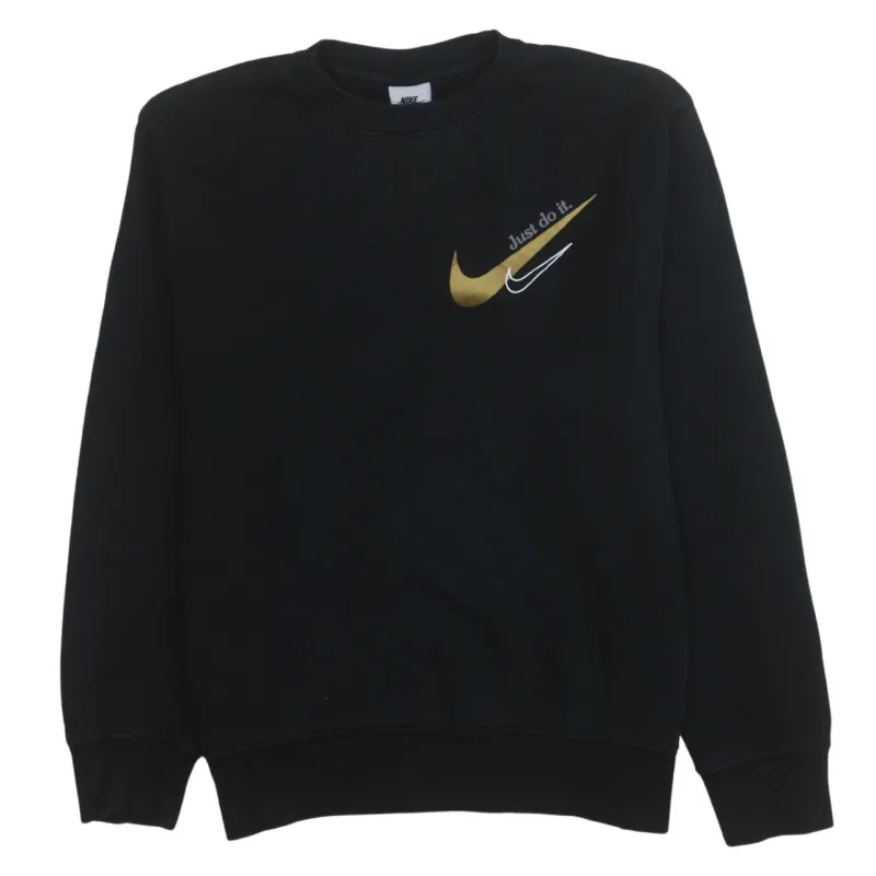 Nike 90's Swoosh Crew Neck Sweatshirt Small Black sold by Vintage Club