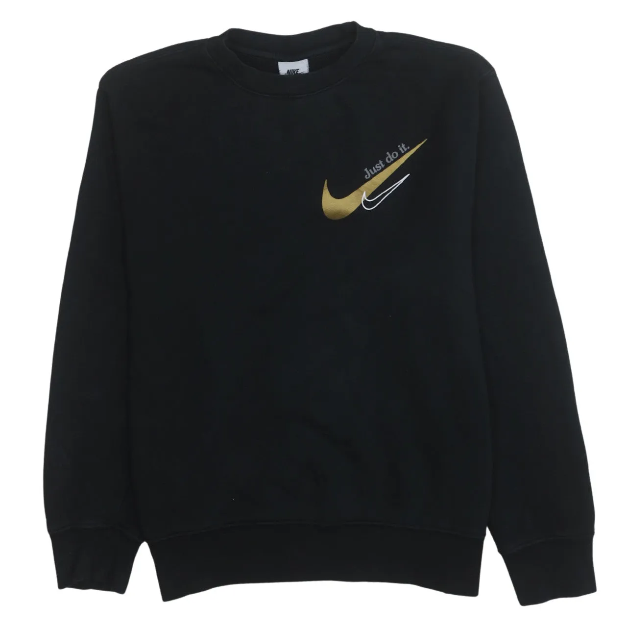 Nike 90's Swoosh Crew Neck Sweatshirt Small Black sold by Vintage Club