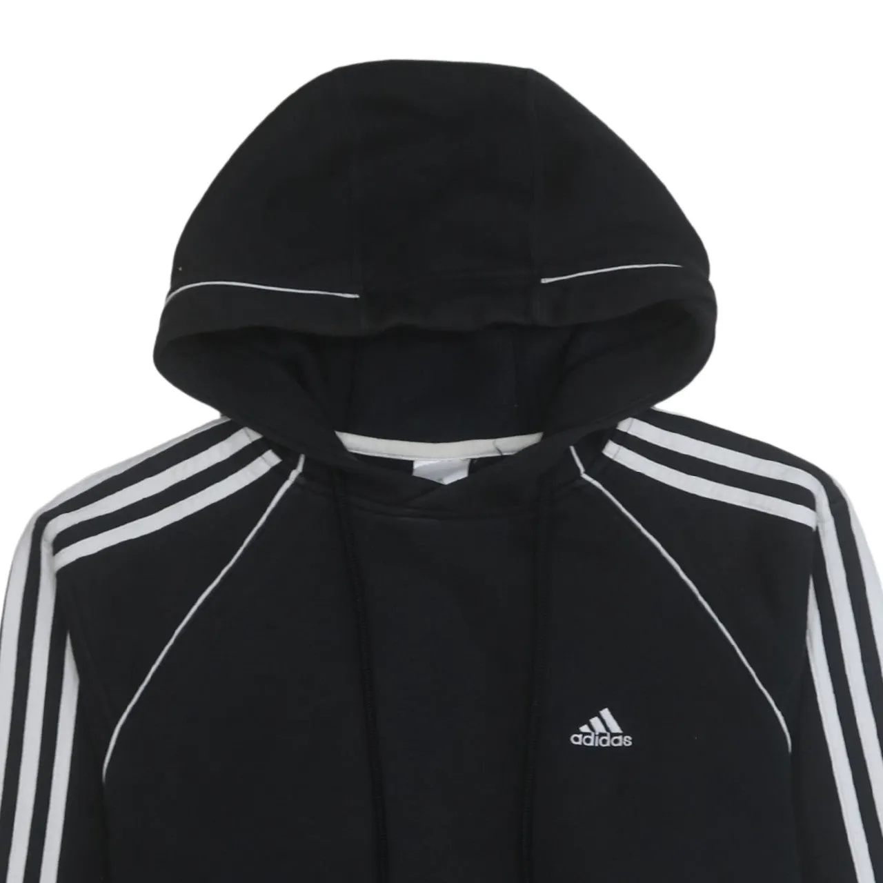 Adidas 90's Striped Sleeve Pullover Hoodie Small Black sold by Vintage Club product image thumbnail 3