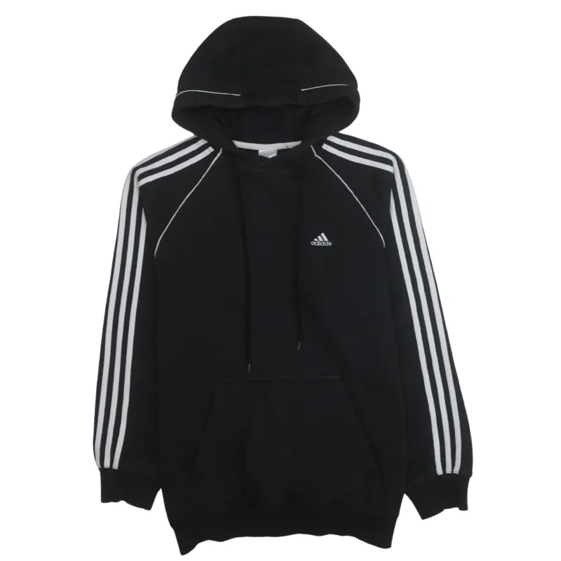 Adidas 90's Striped Sleeve Pullover Hoodie Small Black sold by Vintage Club