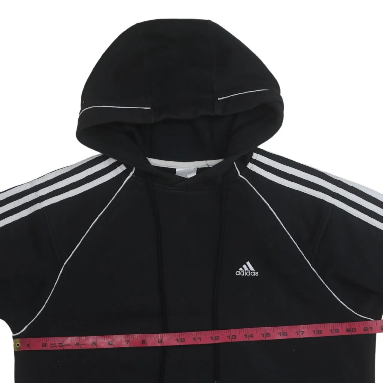 Adidas 90's Striped Sleeve Pullover Hoodie Small Black sold by Vintage Club product image thumbnail 5