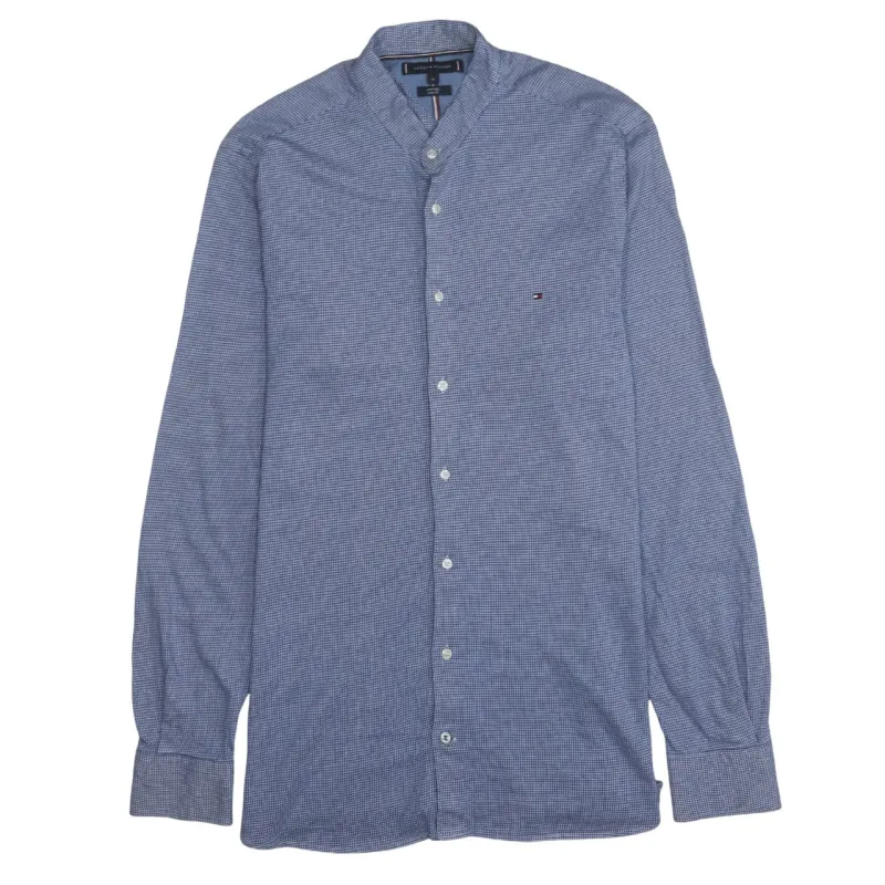 Tommy Hilfiger Blue Checked Shirt Women's Medium Embroidered Flag Logo Long Sleeve Casual Top made by Tommy Hilfiger