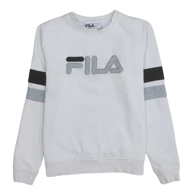 Fila 90's Spellout Crew Neck Sweatshirt Small White sold by Vintage Club