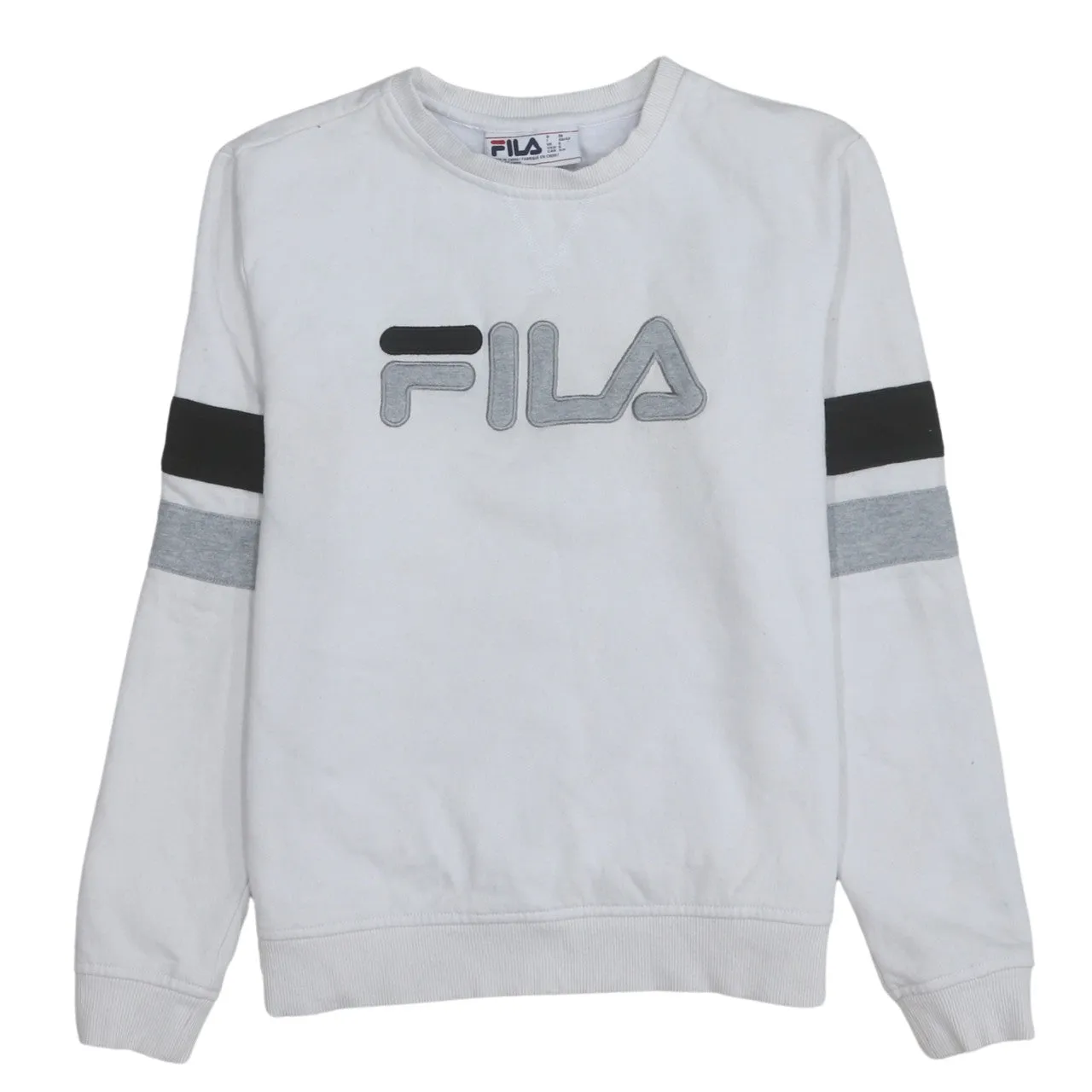 Fila 90's Spellout Crew Neck Sweatshirt Small White sold by Vintage Club