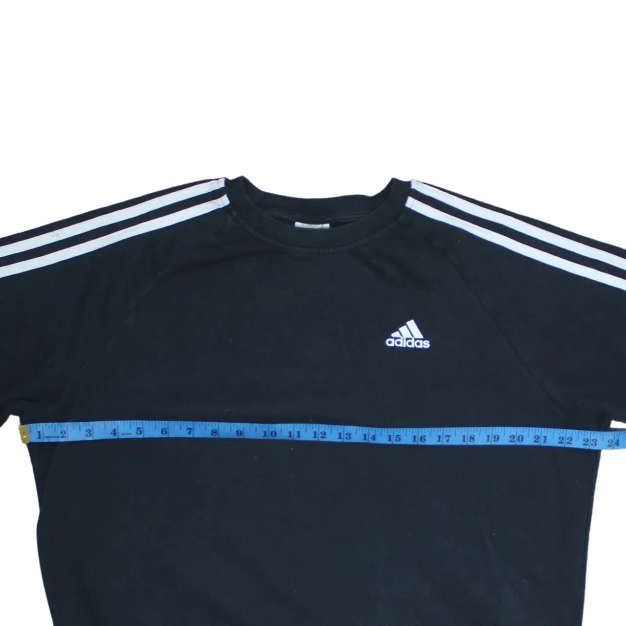 Adidas Black Sweatshirt Women's Small Three Stripe Sleeves Embroidered Chest Logo Pullover Top sold by Vintage Club product image thumbnail 5