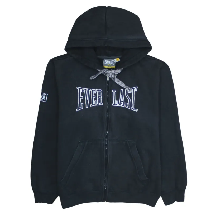 Everlast 90's Spellout Full Zip Up Hoodie Large Black made by Everlast