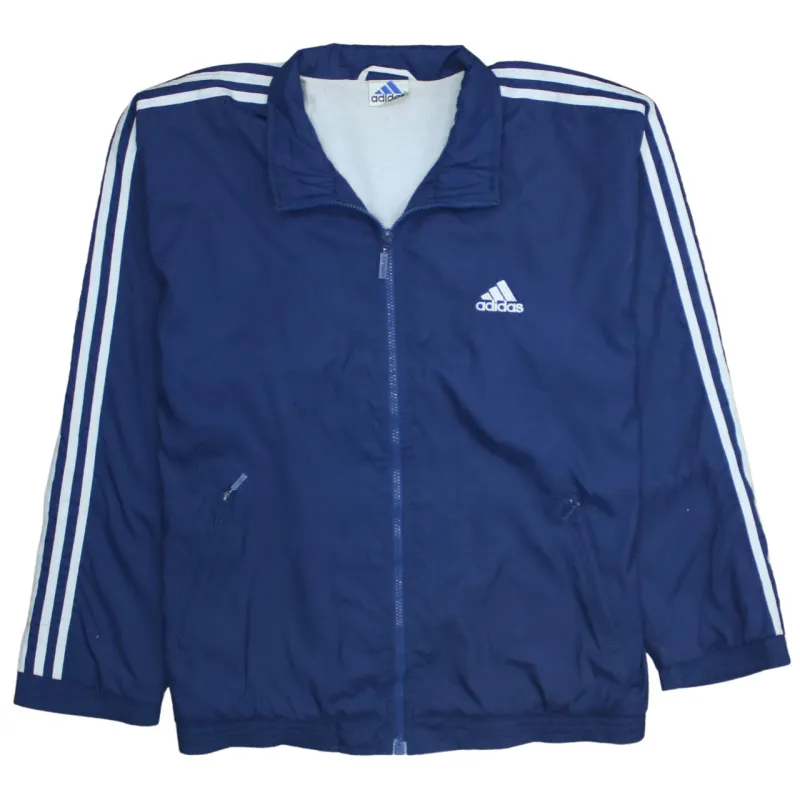 Adidas 90's Striped Sleeve Full Zip Up Windbreaker Medium Navy Blue sold by Vintage Club