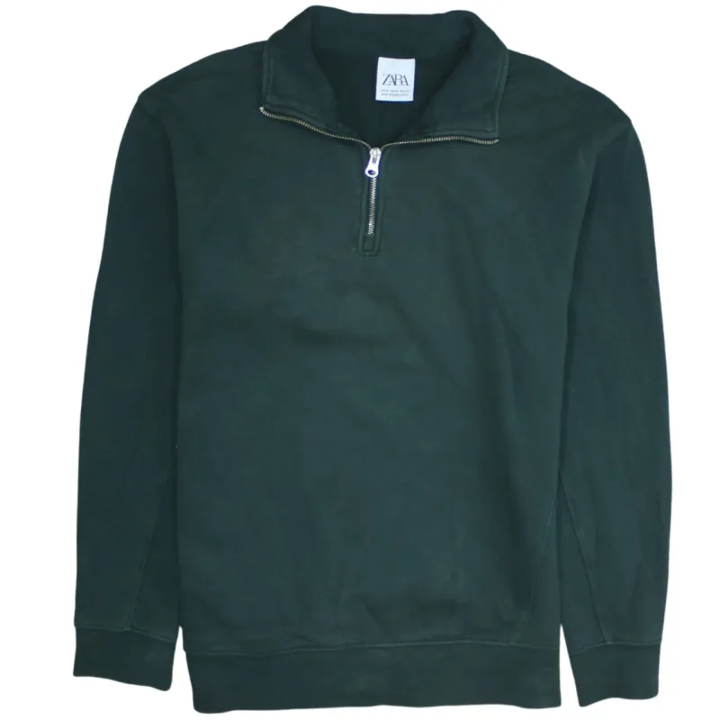 Zara 90's Plain Quarter Zip Sweatshirt Medium Green made by Zara