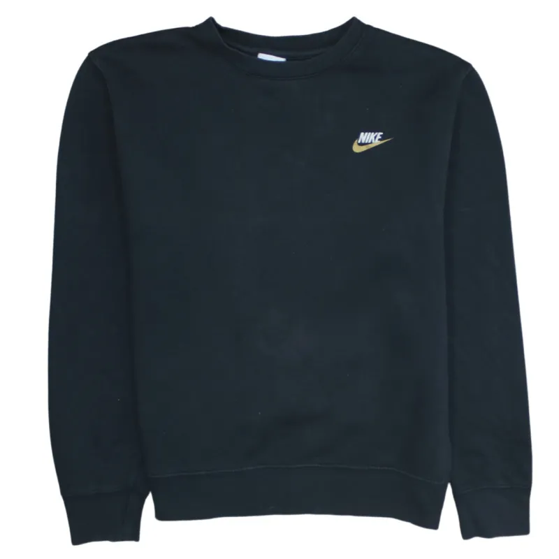 Nike 90's Swoosh Crew Neck Sweatshirt Small Black sold by Vintage Club