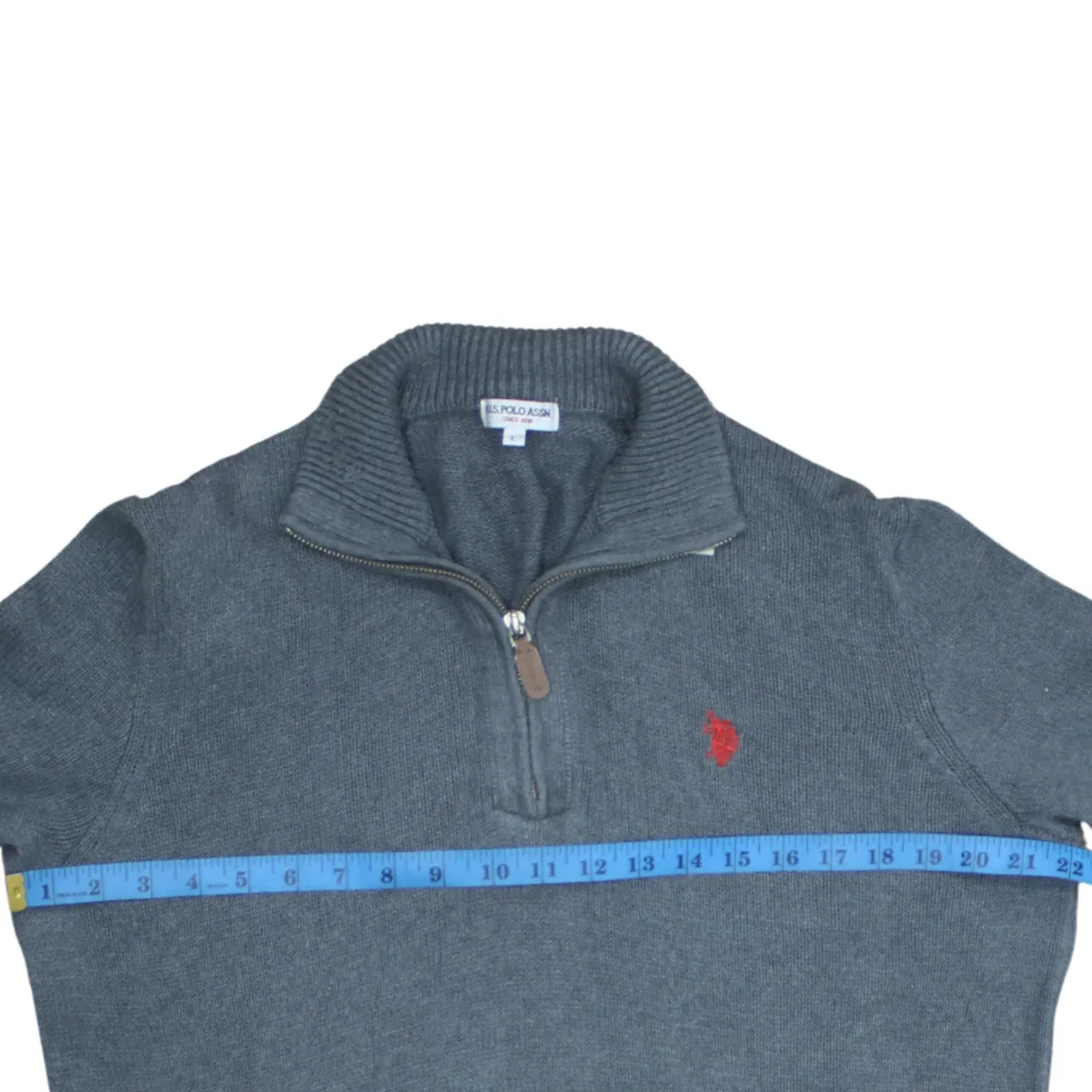 U.S Polo Assn Grey Half Zip Jumper Women's Large Embroidered Chest Logo Knit Sweater sold by Vintage Club product image thumbnail 5