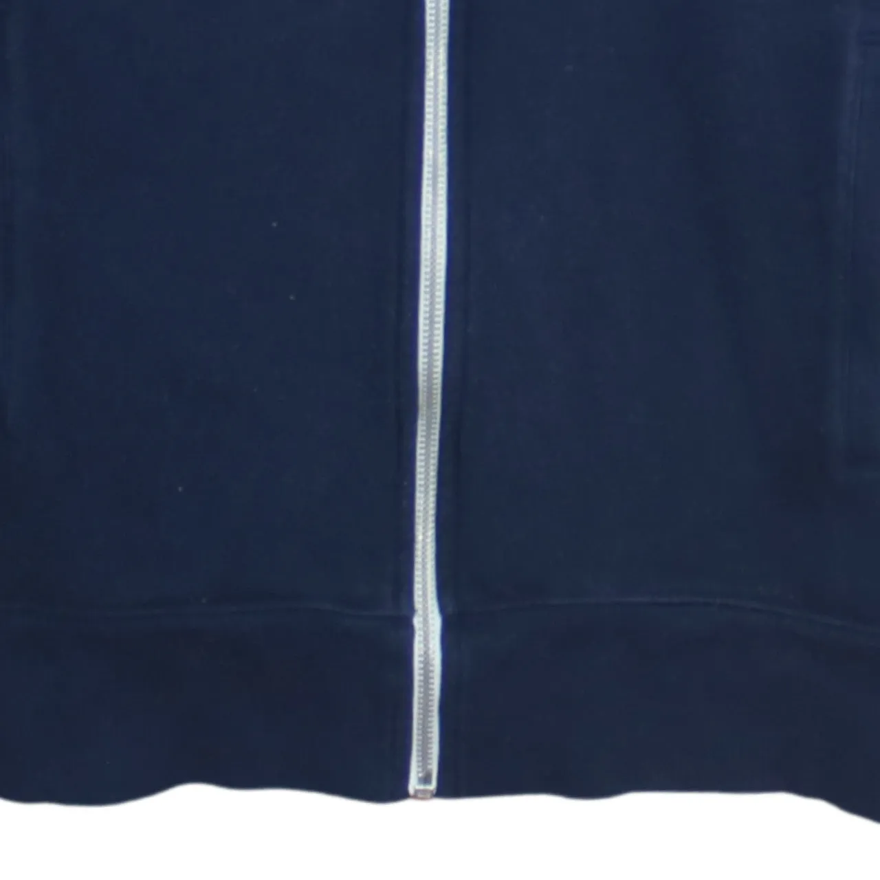 New Balance Navy Blue Zip Hoodie Women’s Medium Printed Chest Logo Drawstring Hood Sweatshirt sold by Vintage Club product image thumbnail 4