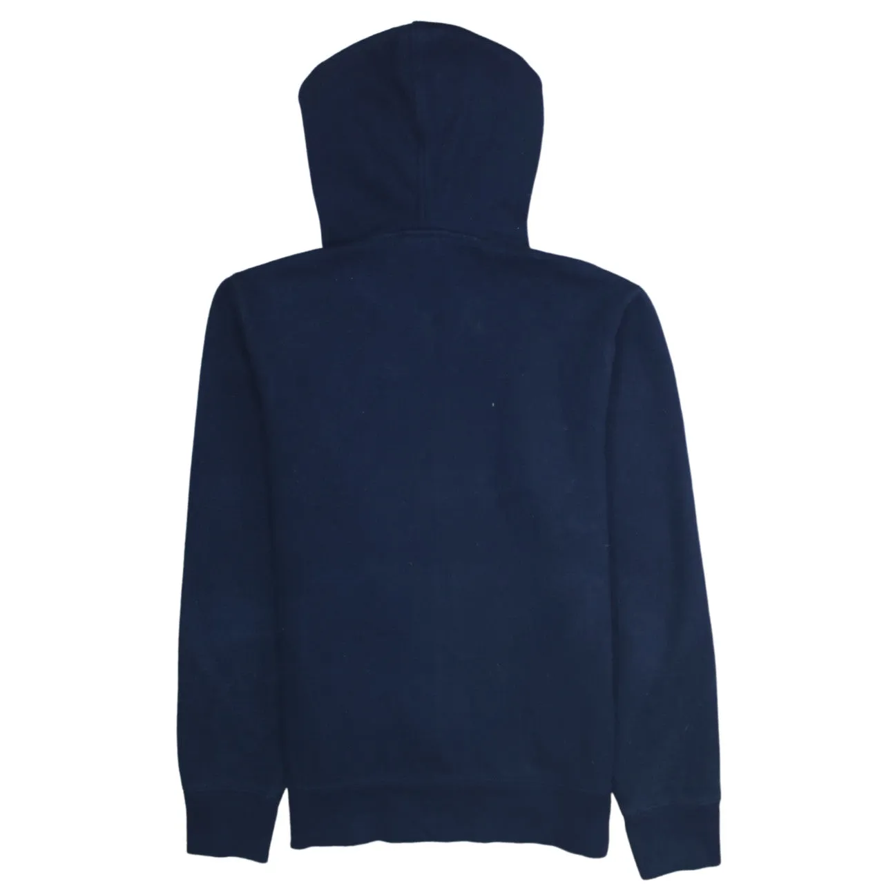 New Balance Navy Blue Zip Hoodie Women’s Medium Printed Chest Logo Drawstring Hood Sweatshirt sold by Vintage Club product image thumbnail 2