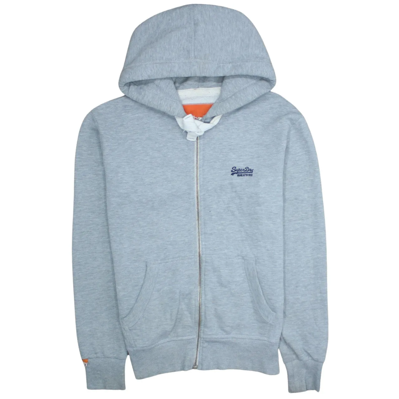 Super Dry 90's Drawstring Pockets Full Zip Up Hoodie Medium Grey sold by Vintage Club