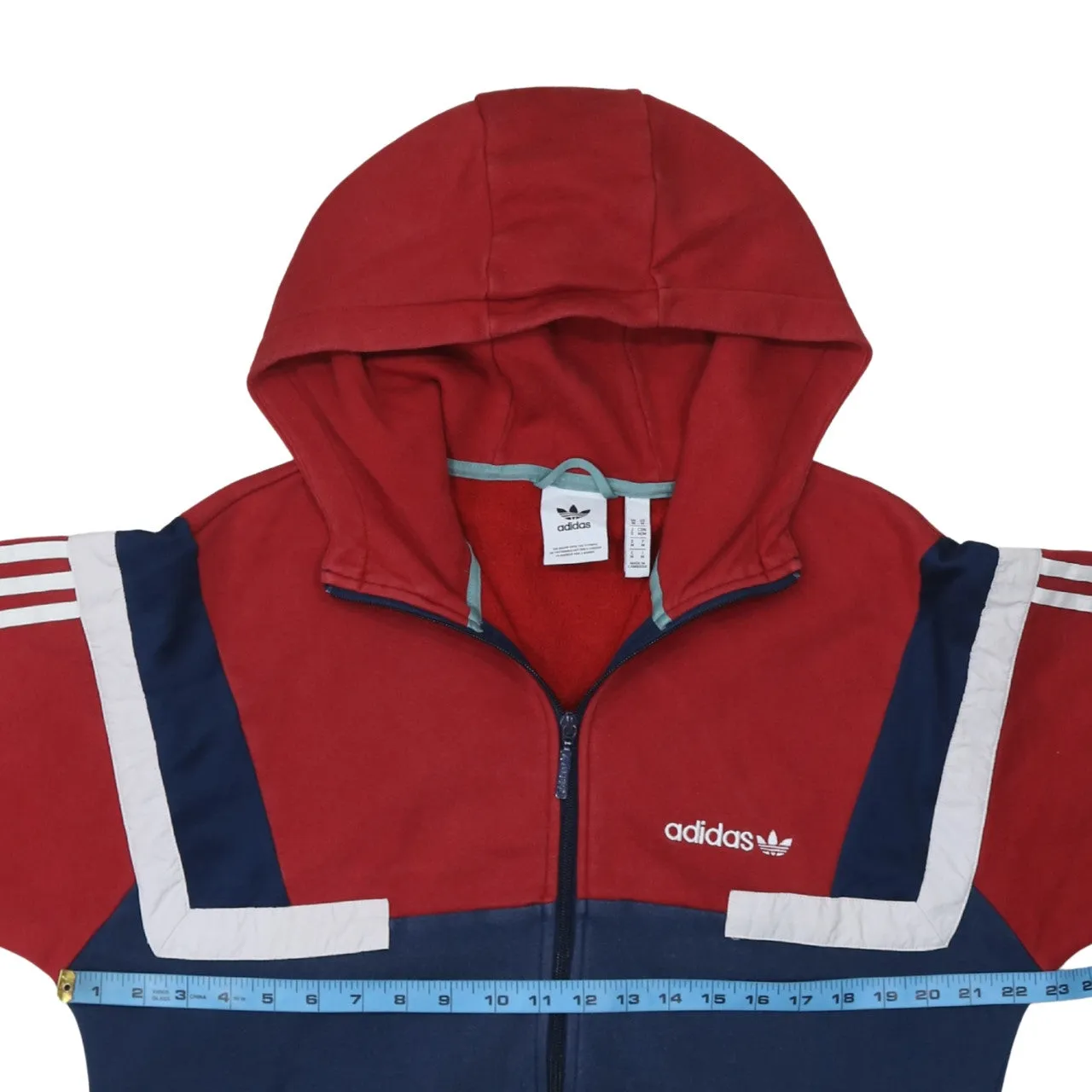 Adidas 90's Striped Sleeve Full Zip Up Hoodie Medium Navy Blue sold by Vintage Club product image thumbnail 5