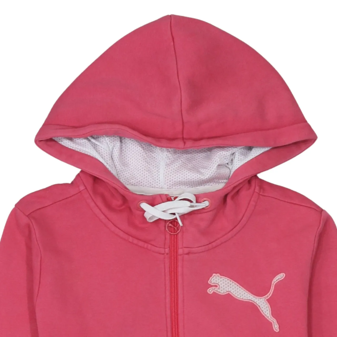 Puma Pink Zip Hoodie Women’s Small Embroidered Chest Logo Split Pockets Fleece Top sold by Vintage Club product image thumbnail 3