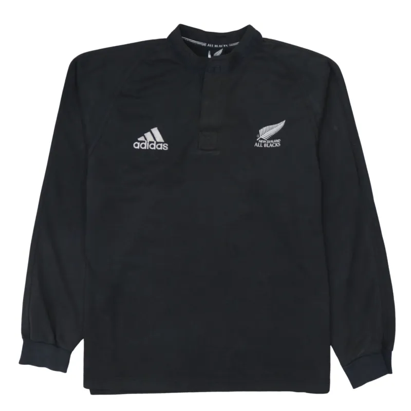 Adidas 90's Long Sleeve Quarter Button Polo Shirt XLarge  Black sold by Vintage Club