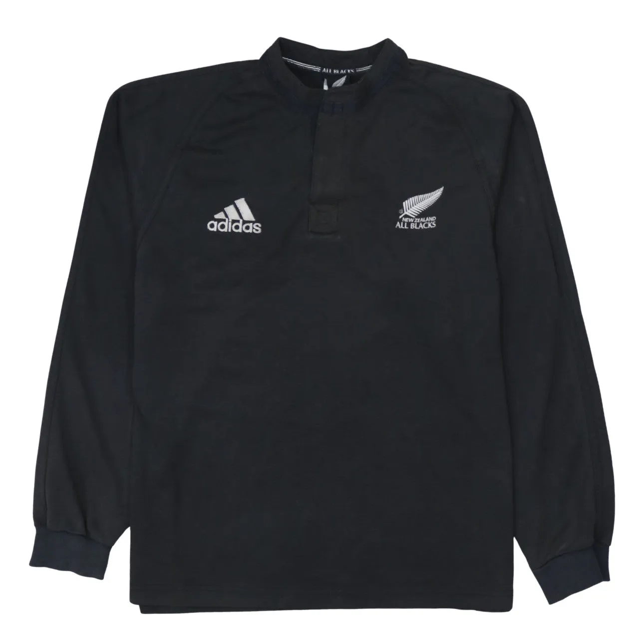 Adidas 90's Long Sleeve Quarter Button Polo Shirt XLarge Black sold by Vintage Club