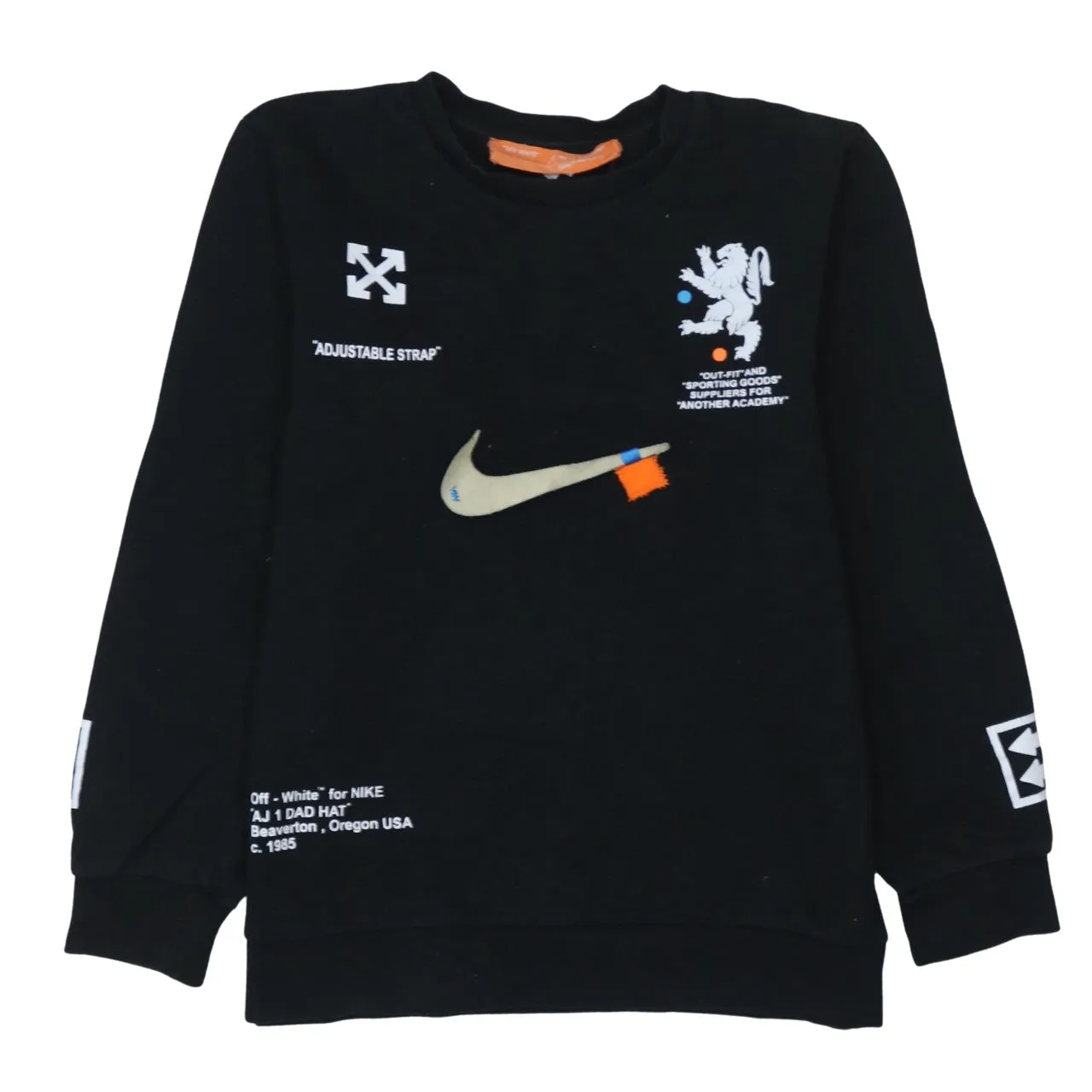 Nike 90's Center Middle Swoosh Crew Neck Sweatshirt Medium Black sold by Vintage Club