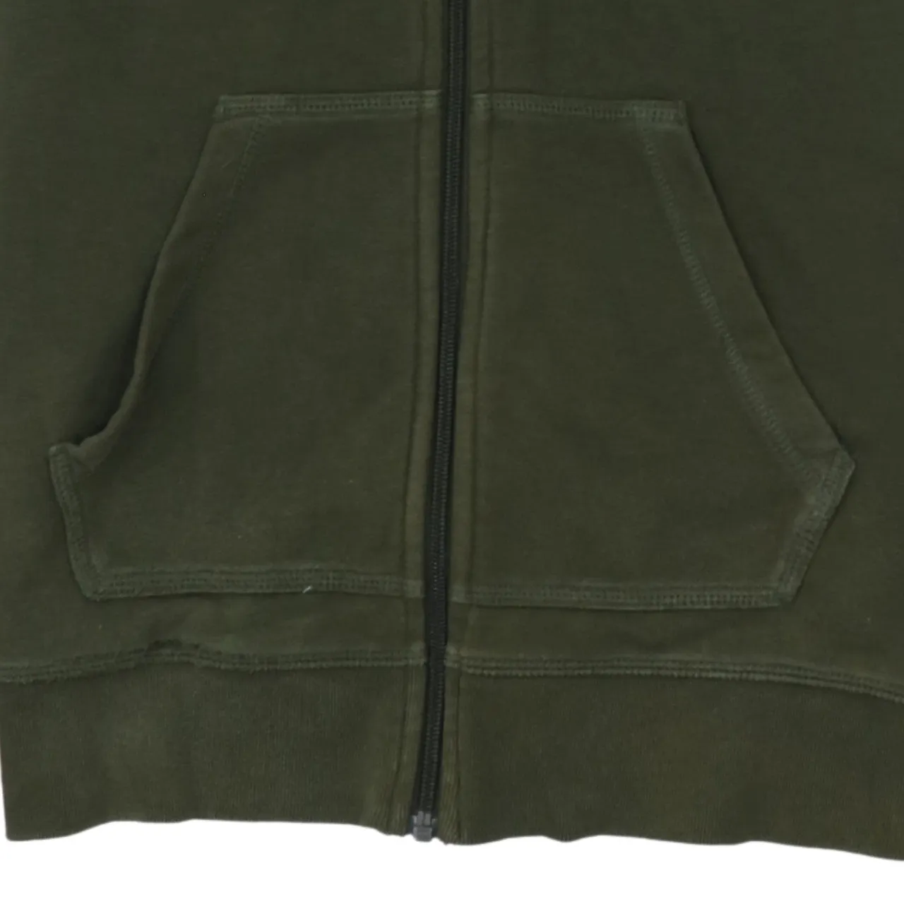 Adidas Khaki Green Zip Hoodie Women’s XSmall Trefoil Printed Logo Three Stripe Sleeves Sweatshirt sold by Vintage Club product image thumbnail 4