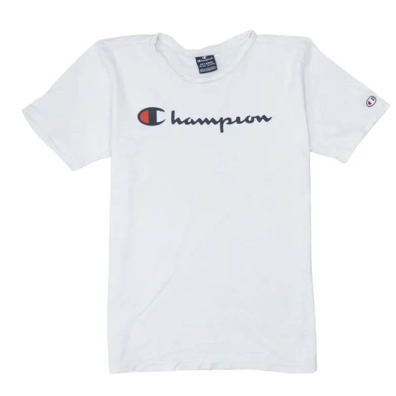 Champion White T Shirt Women’s XXLarge Printed Script Logo Short Sleeve Casual Top made by Champion