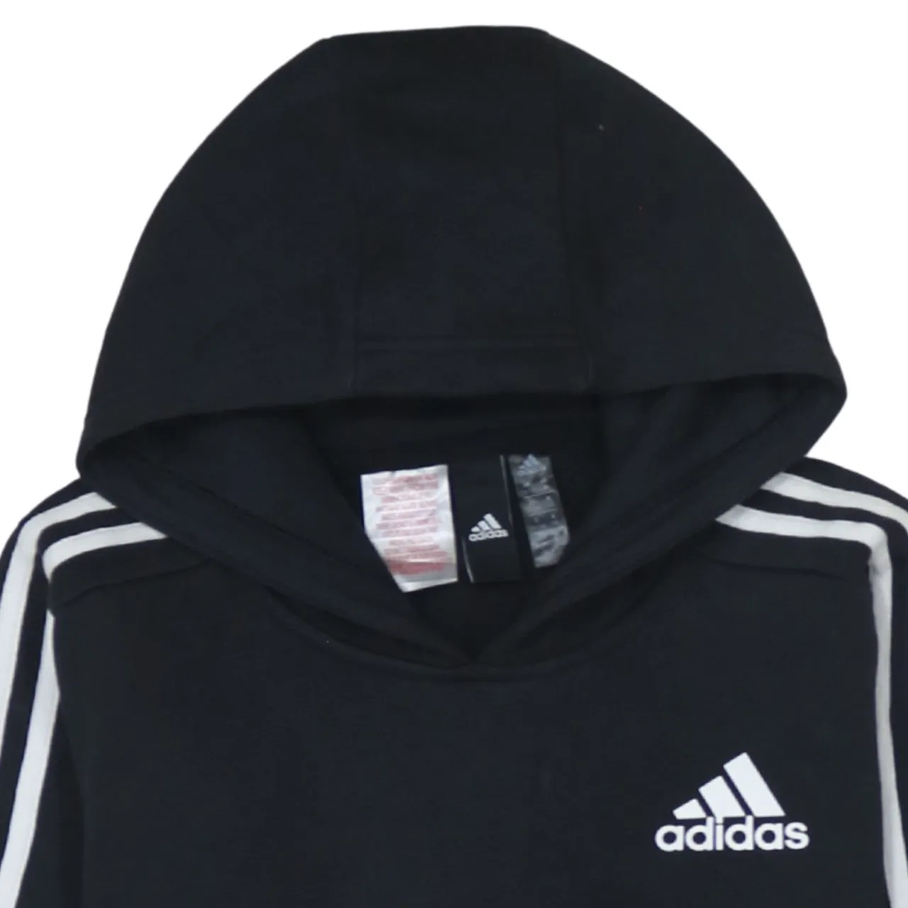 Adidas 90's Striped Sleeve Pullover Hoodie Medium Black sold by Vintage Club product image thumbnail 3
