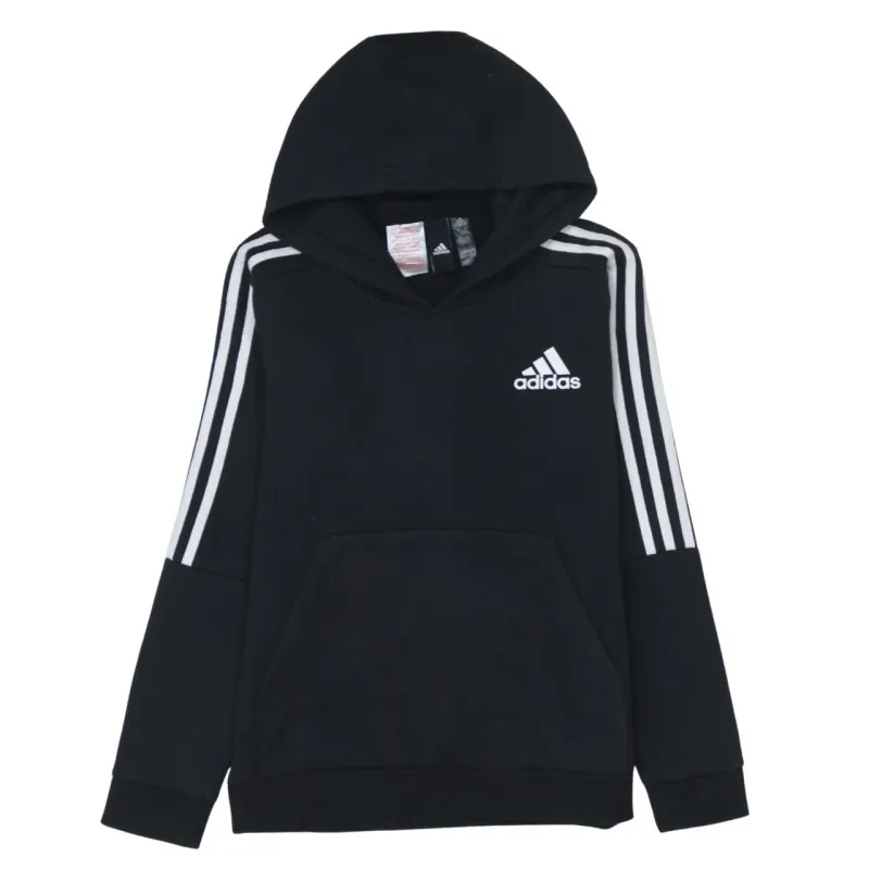 Adidas 90's Striped Sleeve Pullover Hoodie Medium Black sold by Vintage Club