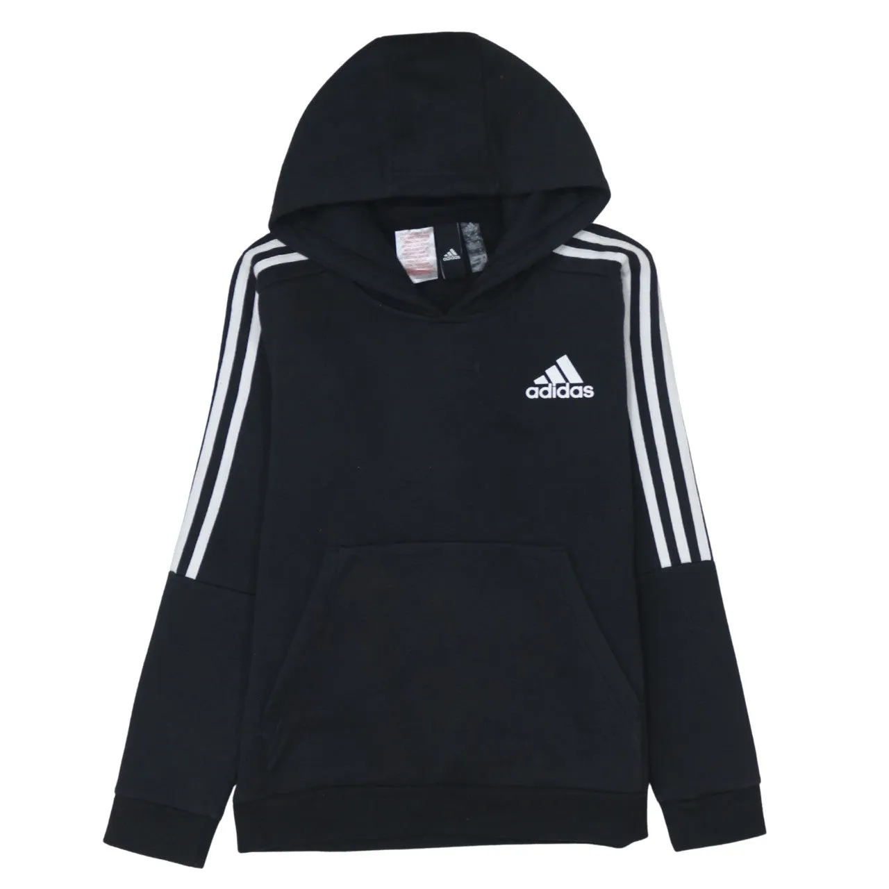 Adidas 90's Striped Sleeve Pullover Hoodie Medium Black sold by Vintage Club