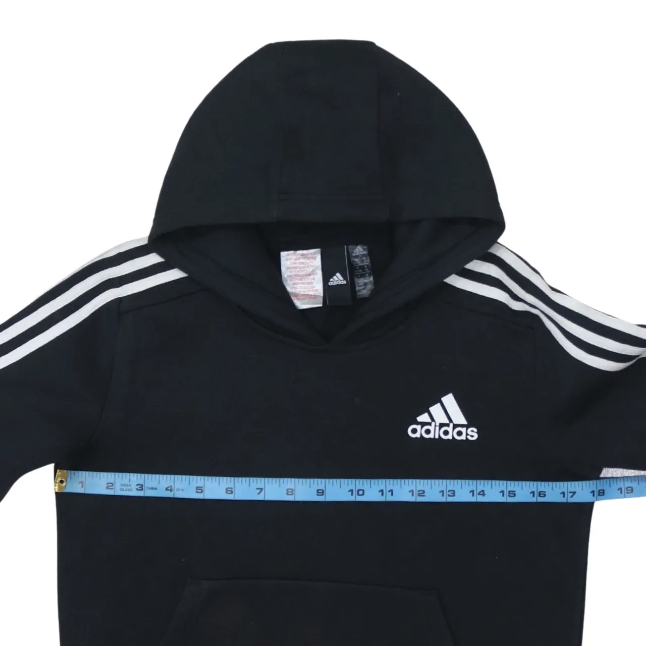 Adidas 90's Striped Sleeve Pullover Hoodie Medium Black sold by Vintage Club product image thumbnail 5