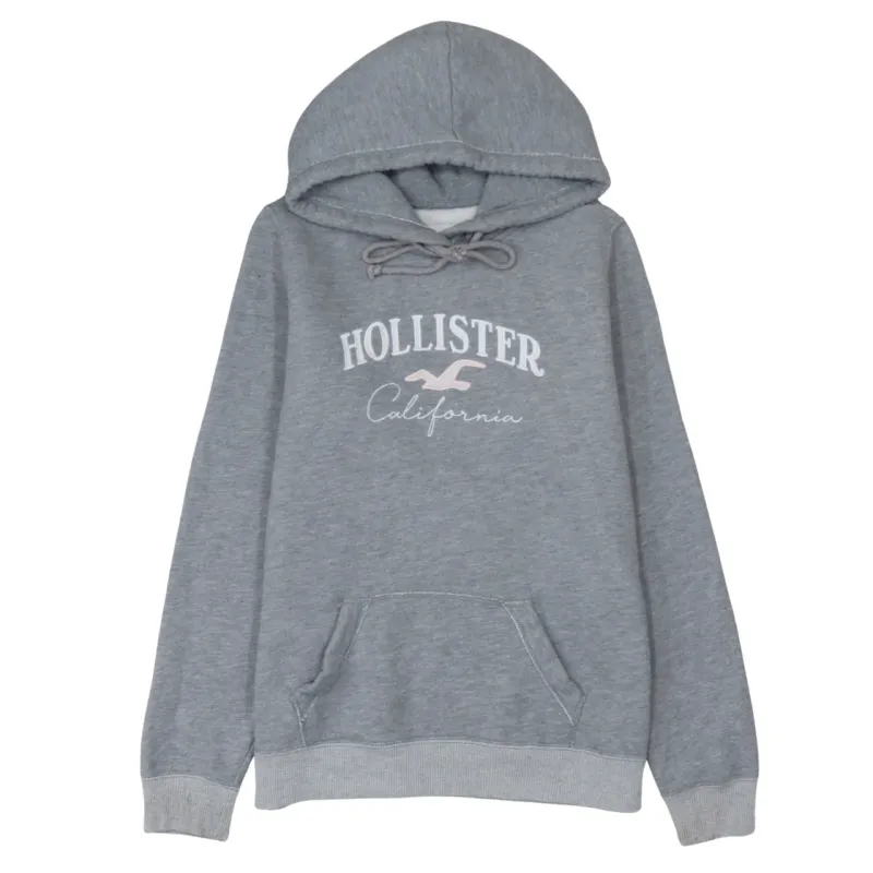 Hollister Grey Hoodie Women’s Large Embroidered Logo Drawstring Hood Front Pocket Sweatshirt made by Hollister