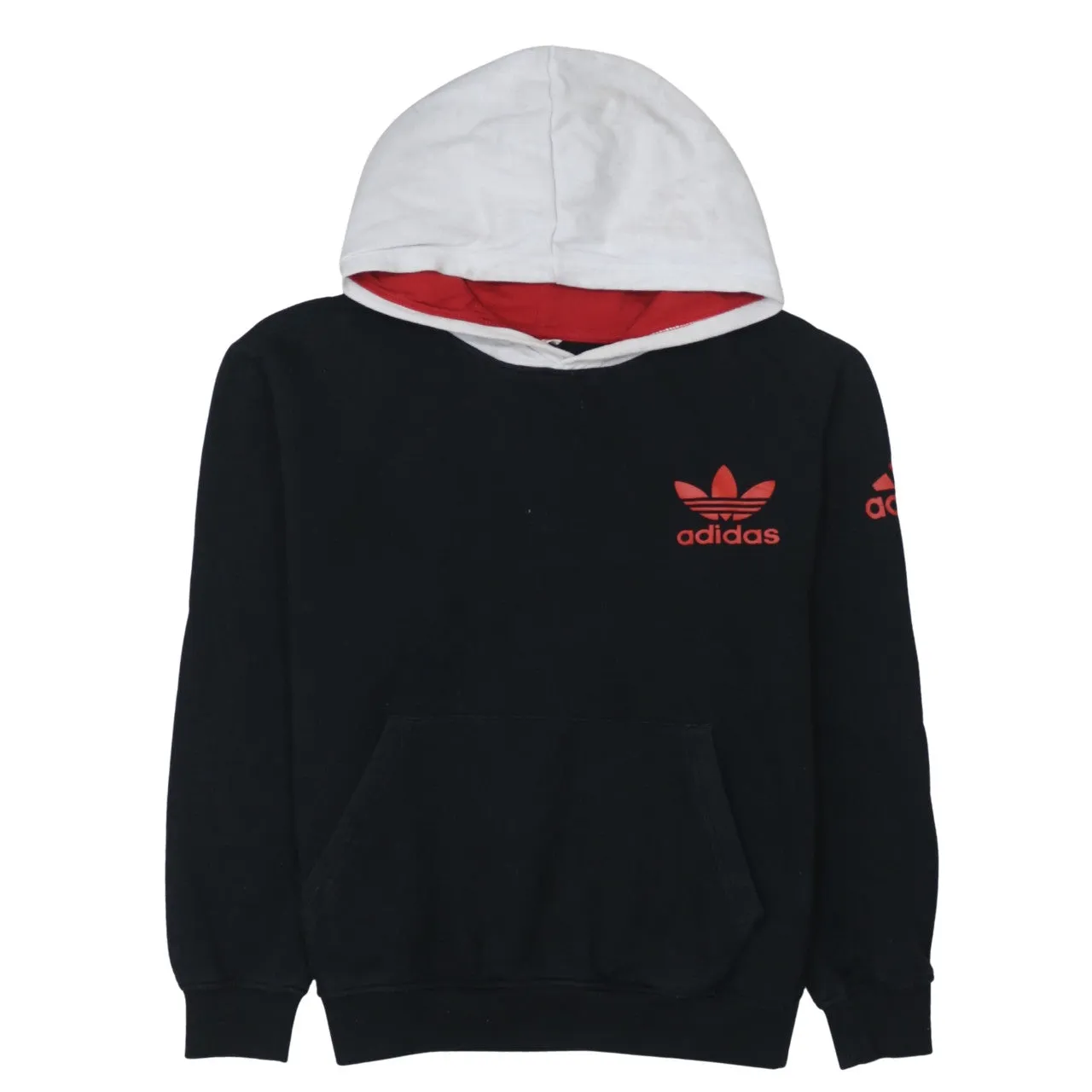 Adidas 90's Drawstring Pockets Pullover Hoodie Large Black sold by Vintage Club