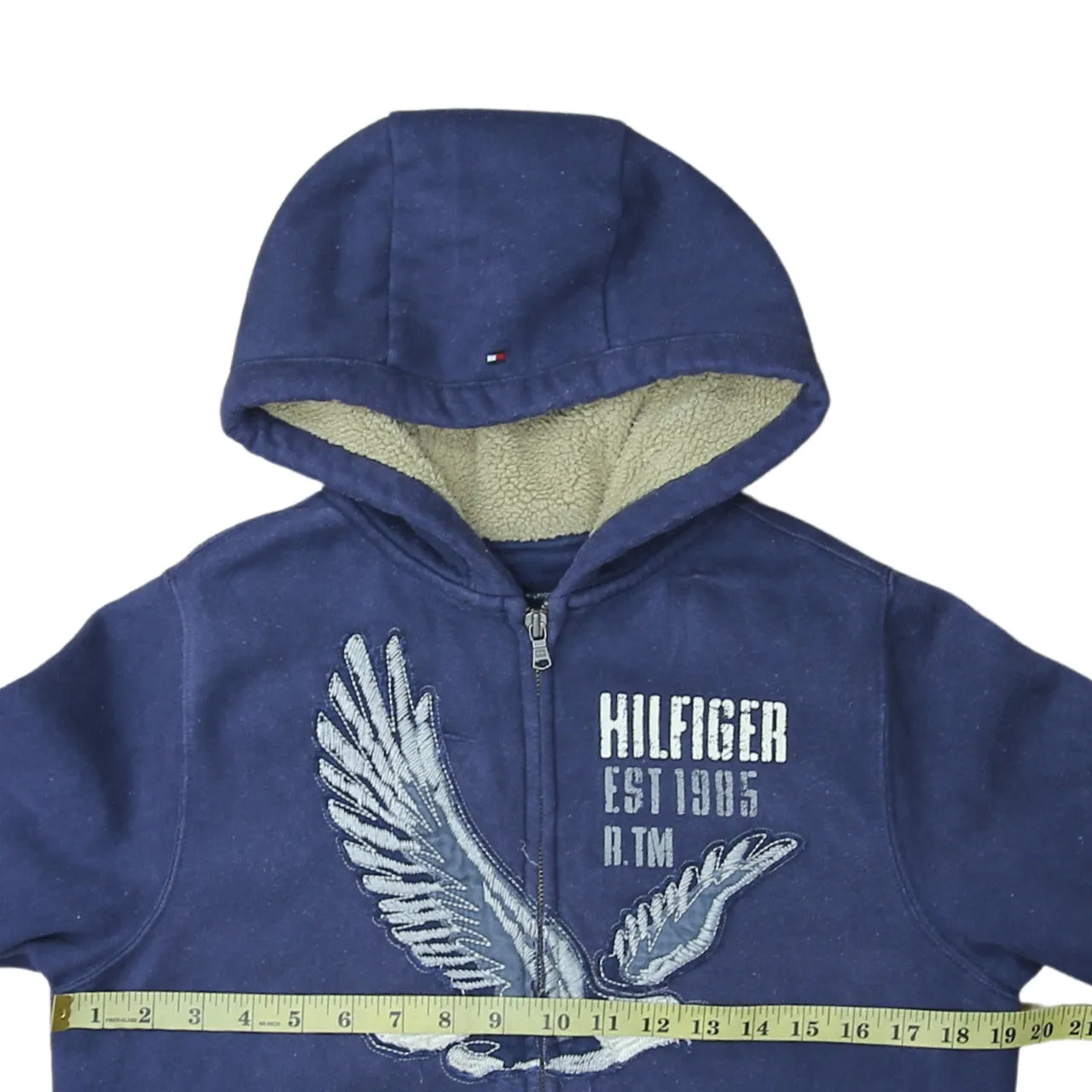 Tommy Hilfiger 90's Drawstring Pockets Full Zip Up Hoodie Large Navy Blue sold by Vintage Club product image thumbnail 5