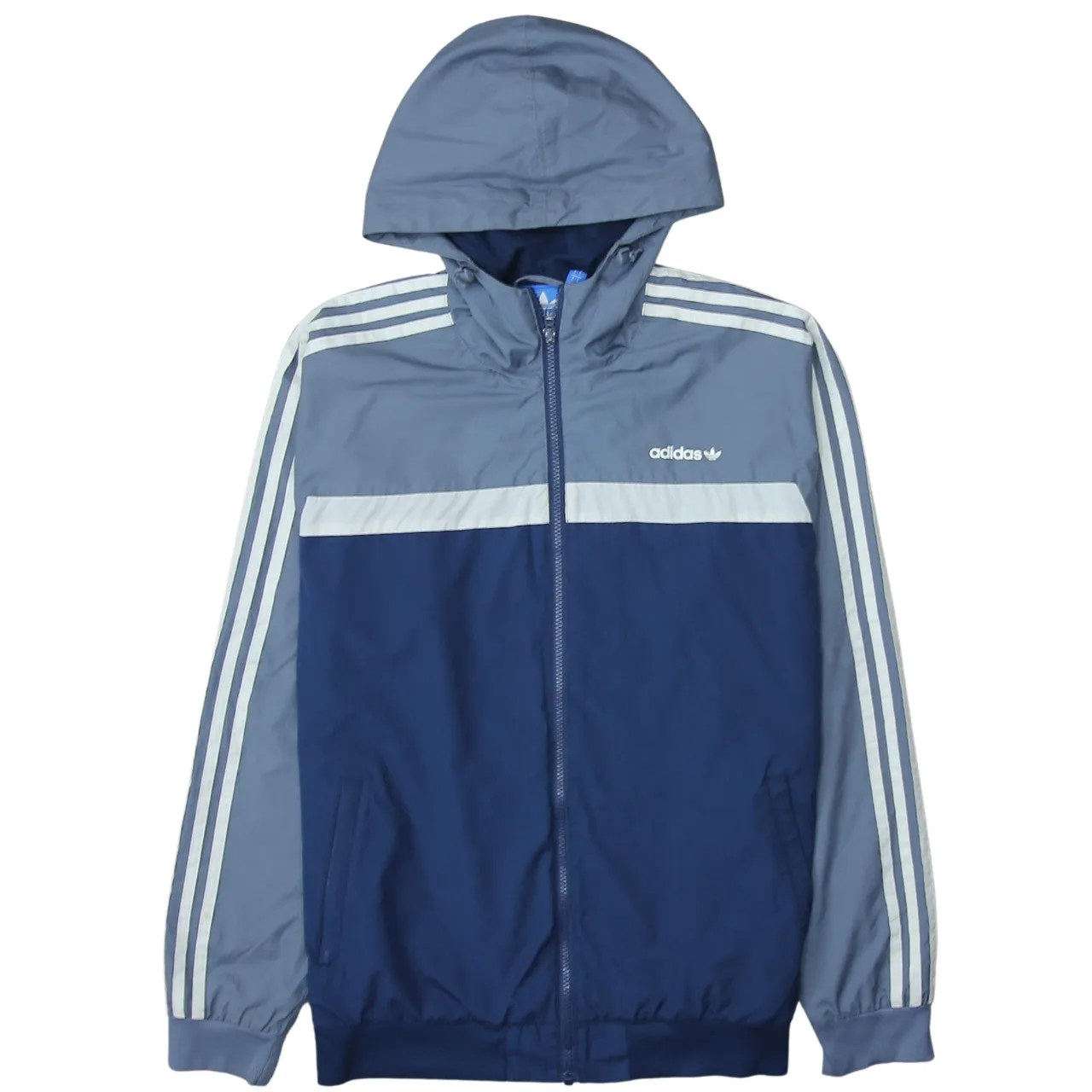 Adidas 90's Striped Sleeve Full Zip Up Windbreaker Large Navy Blue sold by Vintage Club