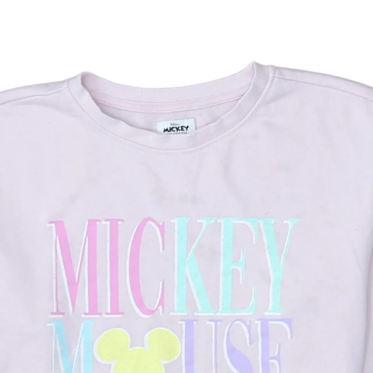 Disney Pastel Pink Sweatshirt Women's Medium Printed Mickey Mouse Logo Pullover Top sold by Vintage Club product image thumbnail 3