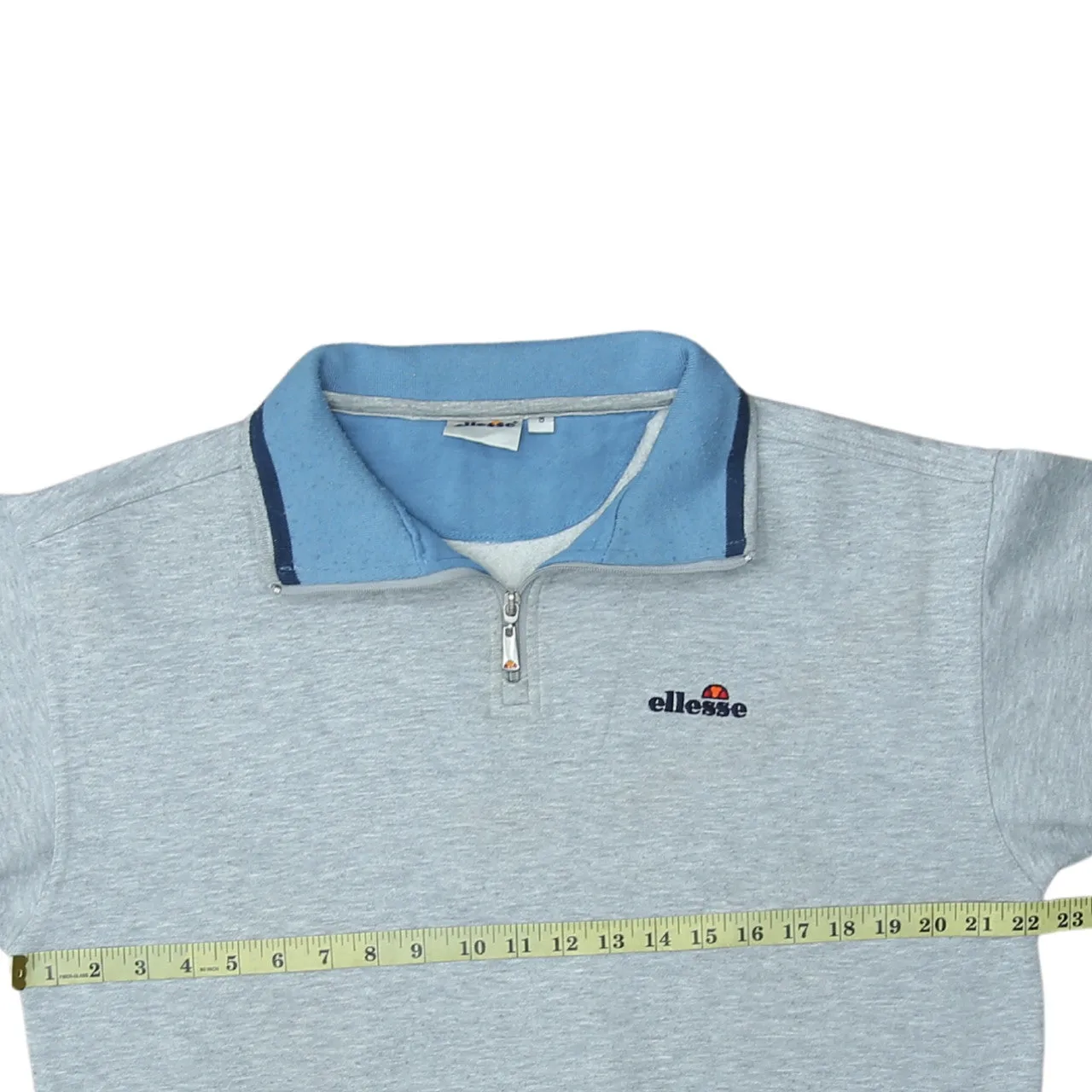 Ellesse Light Grey Sweatshirt Men’s Small Quarter Zip Embroidered Logo Contrast Collar Pullover Top sold by Vintage Club product image thumbnail 5