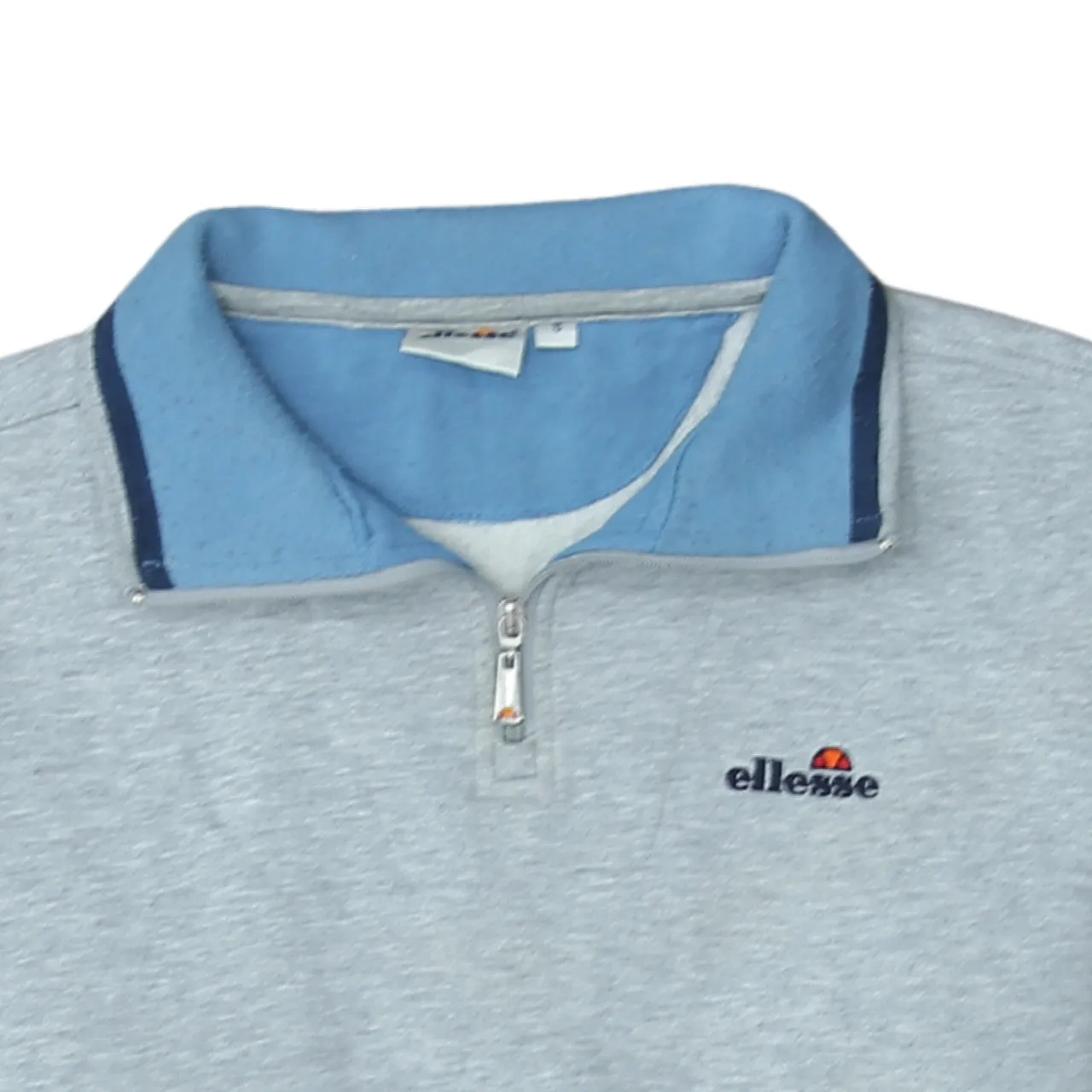 Ellesse Light Grey Sweatshirt Men’s Small Quarter Zip Embroidered Logo Contrast Collar Pullover Top sold by Vintage Club product image thumbnail 3